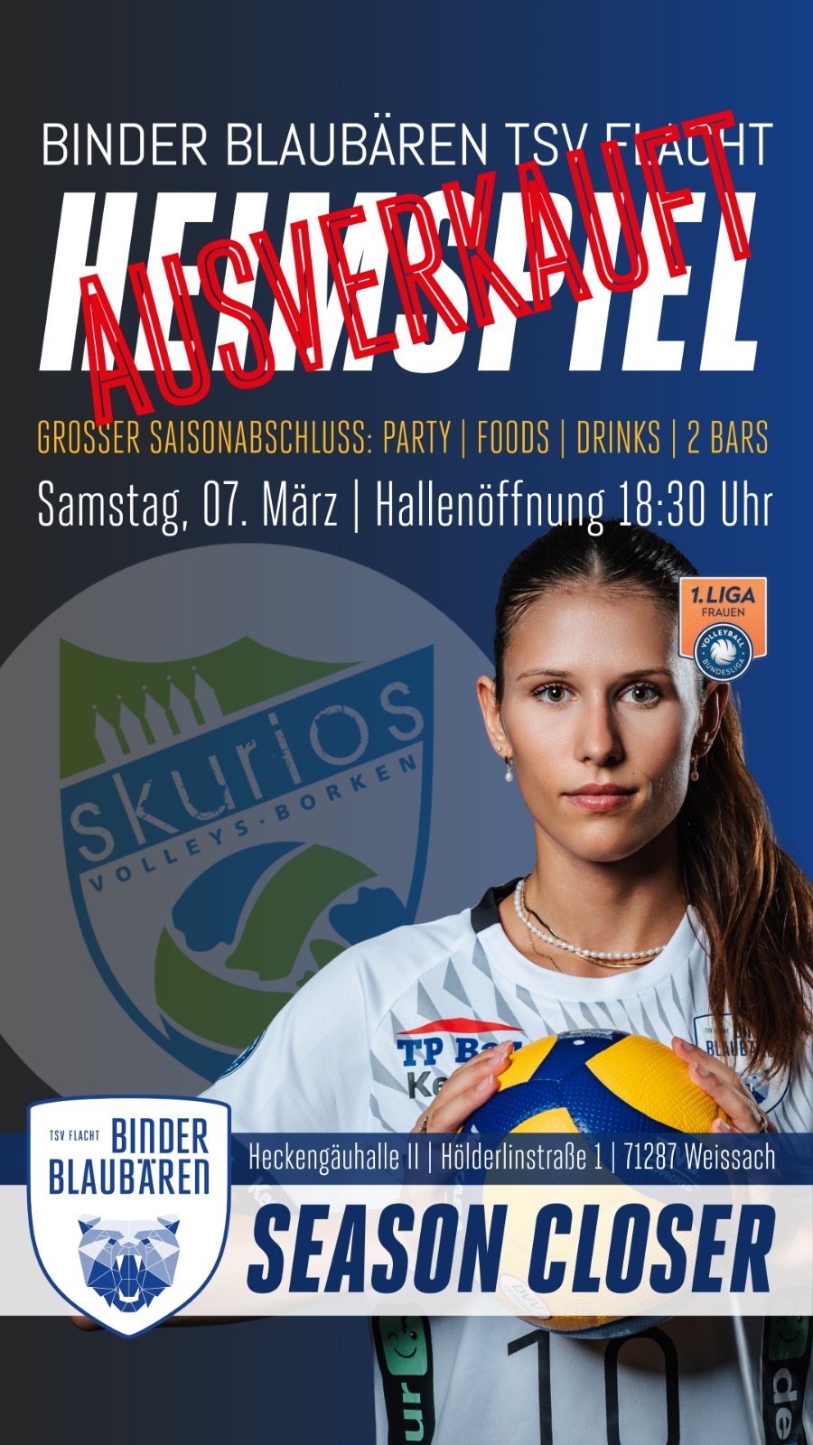 Letztes Heimspiel der Binder Blaubären TSV Flacht in der 1. Bundesliga Saison 2025/2026